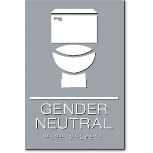 Gender Neutral Restroom Sign Gray/White 